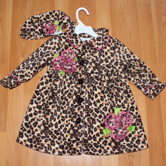 Bonnie Jean Girls 2T Leopard Print Fleece Pea Coat